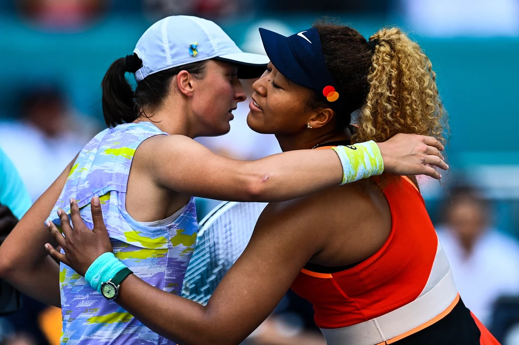 Iga Świątek - Naomi Osaka podczas turnieju WTA 1000 w Miami w 2022 roku