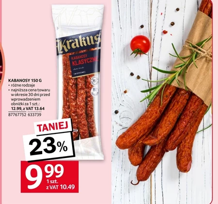 Krakus Kabanosy klasyczne z szynką 150 g
