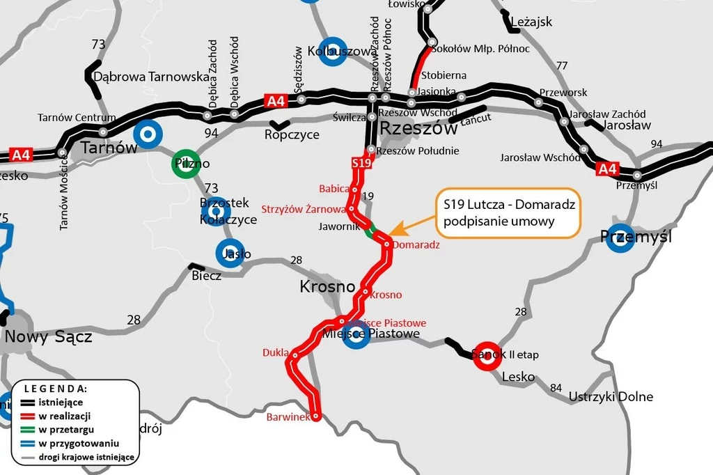 GDDKiA podpisała umowę na realizację odcinka S19 Lutcza - Domaradz, przedostatniego fragmentu tej trasy na Podkarpaciu. 