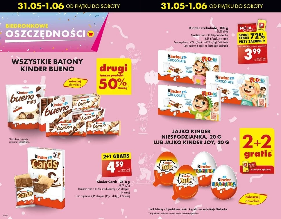 Słodycze Kinder za darmo w Biedronce!