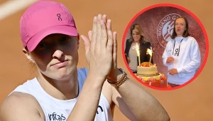 Iga Świątek i jej tort urodzinowy na Rolandzie Garrosie, 31.05.2024 r.