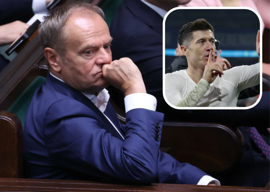 Premier Donald Tusk oraz napastnik reprezentacji Polski - Robert Lewandowski Premier Donald Tusk oraz napastnik reprezentacji Polski - Robert Lewandowski