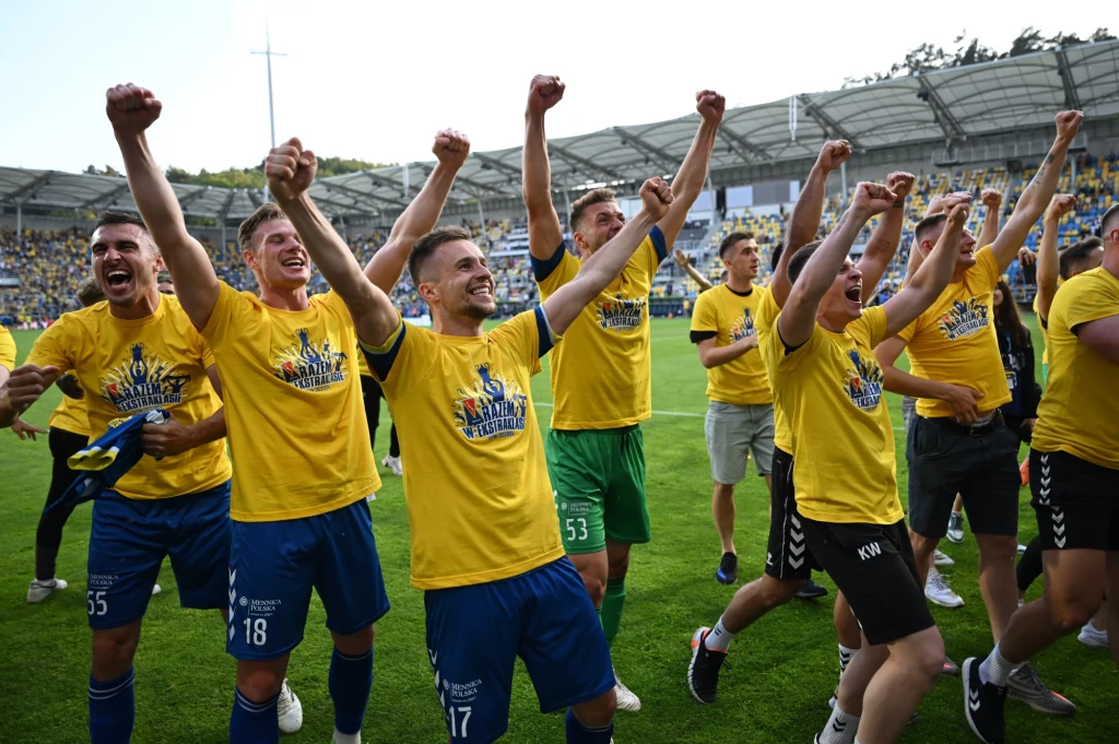 Piłkarze Motoru Lublin po wygranej z Arką Gdynia
