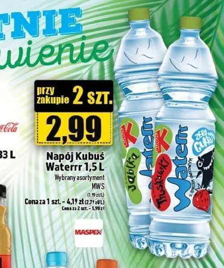 Kubuś Waterrr Napój o smaku truskawki 1,5 l