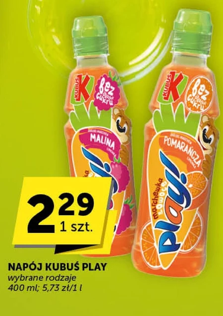 Kubuś Play Owoce & Marchew Napój o smaku marchwi i pomarańczy 400 ml