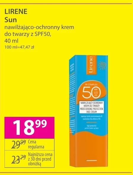 Lirene Nawilżający ochronny krem do twarzy SPF 50 40 ml