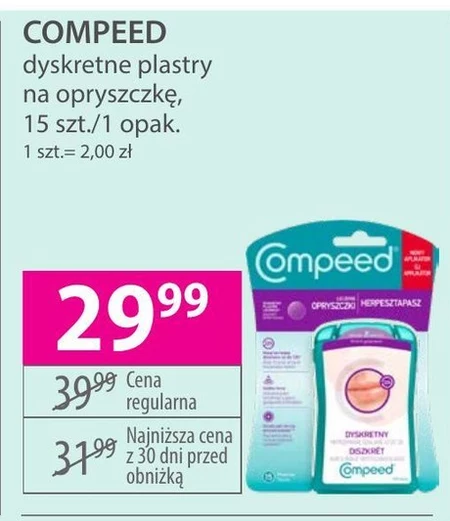 Compeed Wyrób medyczny dyskretny plaster leczniczy leczenie opryszczki 15 sztuk