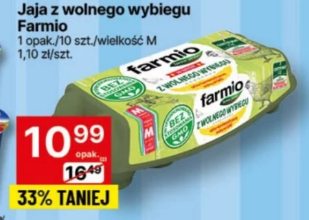 Farmio Jaja z wolnego wybiegu od kur karmionych paszą wolną od GMO M 10 sztuk