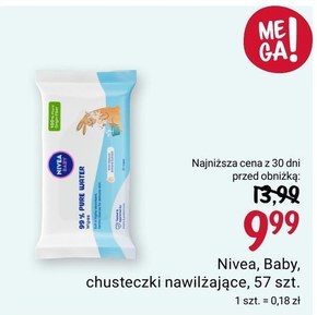 Nivea Baby Chusteczki 99% Pure Water 57 sztuk niska cena