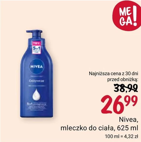 Nivea Odżywcze mleczko do ciała z pompką 625 ml