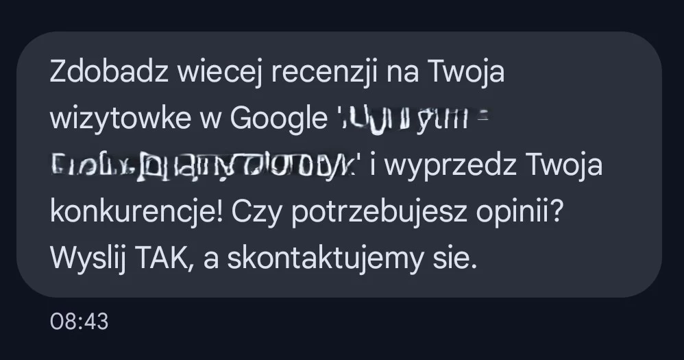Nowe oszustwo na SMS. Przestępcy w taki sposób wykorzystują wizytówki Google Nowe oszustwo na SMS. Przestępcy w taki sposób wykorzystują wizytówki Google