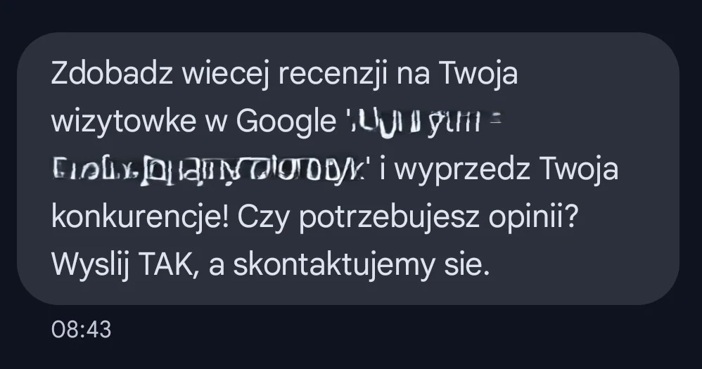 Nowe oszustwo na SMS. Przestępcy w taki sposób wykorzystują wizytówki Google Nowe oszustwo na SMS. Przestępcy w taki sposób wykorzystują wizytówki Google