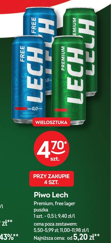 Lech Premium Piwo jasne 500 ml