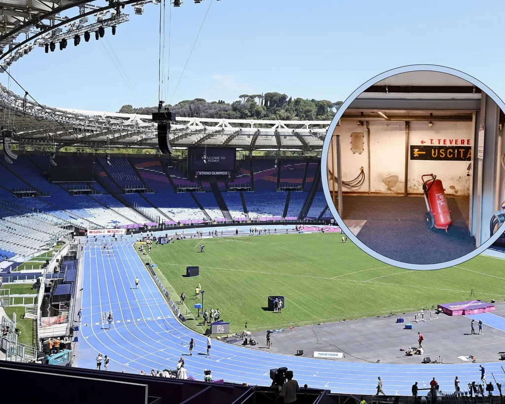 Stadion Olimpijski w Rzymie i jednen z obskurnych tuneli (w ramce) Stadion Olimpijski w Rzymie i jednen z obskurnych tuneli (w ramce)