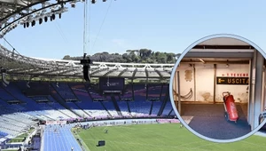 Stadion Olimpijski w Rzymie i jednen z obskurnych tuneli (w ramce)