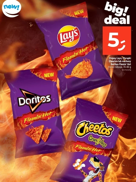 Lay's Flamin' Hot Chipsy ziemniaczane o smaku bardzo pikantnym 70 g