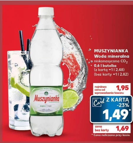 Muszynianka plus Naturalna woda mineralna wysokozmineralizowana niskonasycona CO2 0,6 l