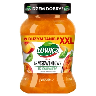 Łowicz XXL Dżem brzoskwiniowy o obniżonej zawartości cukrów 450 g - 0