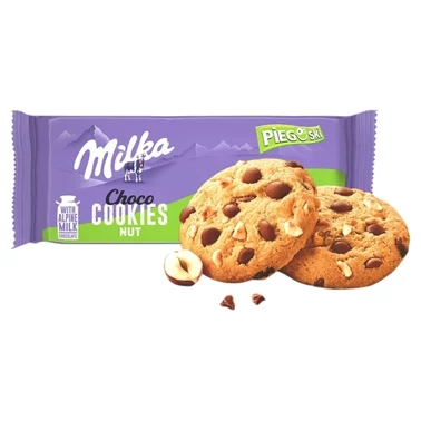 Milka Pieguski Choco Cookies Nut Ciasteczka z kawałkami czekolady mlecznej i orzechami 135 g - 2