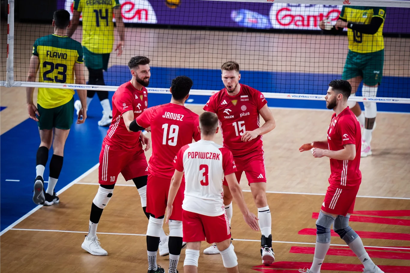 Polscy siatkarze w meczu z Brazylią