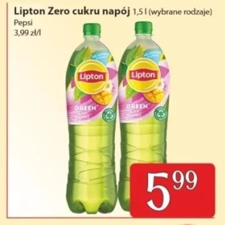 Lipton Ice Tea Zero Mango Napój niegazowany o smaku mango z ekstraktem zielonej herbaty 1,5 l