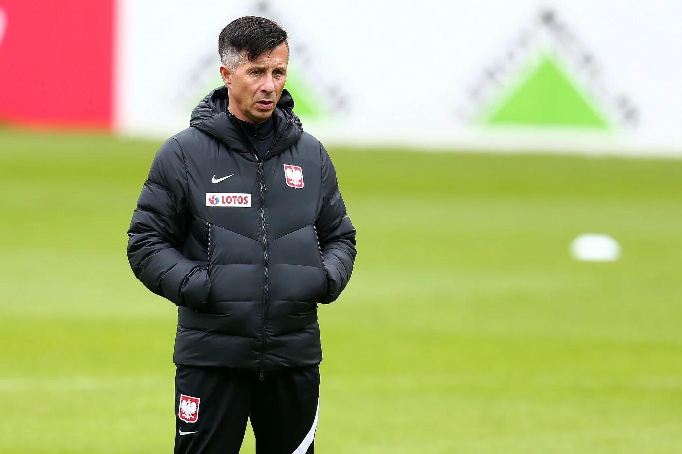 Radosław Gilewicz podczas pracy jako asystent selekcjonera Jerzego Brzęczka, 12.10.2020 r.