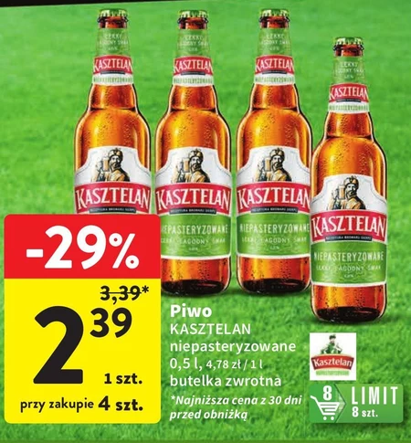 Kasztelan Piwo jasne niepasteryzowane 500 ml