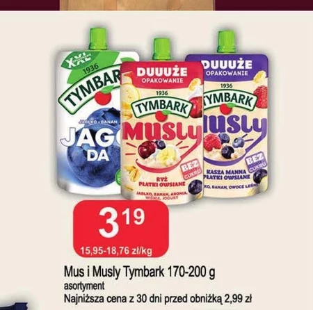 Tymbark Mus jabłko banan jagoda 200 g 