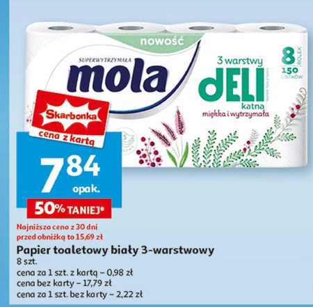 Mola Delikatna Biała papier toaletowy 8 rolek