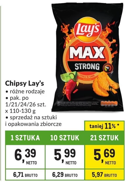 Lay's Max Strong Chipsy ziemniaczane karbowane o smaku ostrego chilli i limonki 190 g