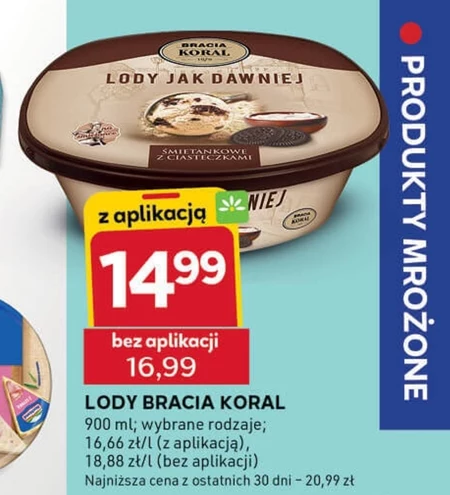 Bracia Koral Jak dawniej Lody śmietanka & ciasteczka 900 ml