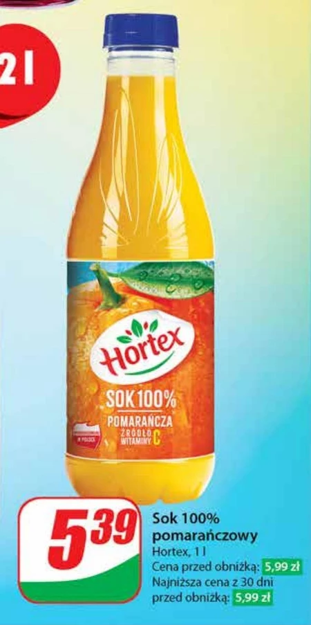 Hortex Sok 100 % pomarańcza 1 l 