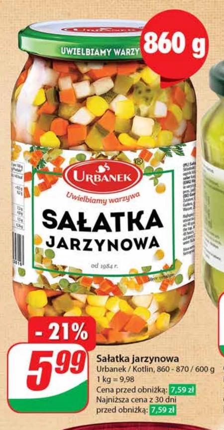 Urbanek Sałatka jarzynowa z kukurydzą 860 g