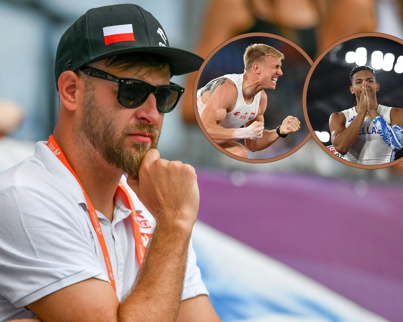 Marcin Szczepański i jego dwóch zawodników - Piotr Lisek i Emmanouil Karalis Marcin Szczepański i jego dwóch zawodników - Piotr Lisek i Emmanouil Karalis