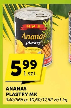 MK Ananas plastry w lekkim syropie 565 g niska cena