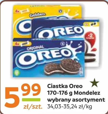 Oreo Ciastka kakaowe z nadzieniem o smaku waniliowym 176 g (4 sztuki)