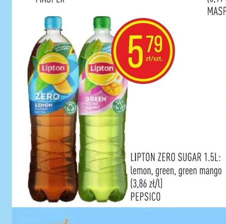 Lipton Ice Tea Zero Mango Napój niegazowany o smaku mango z ekstraktem zielonej herbaty 1,5 l