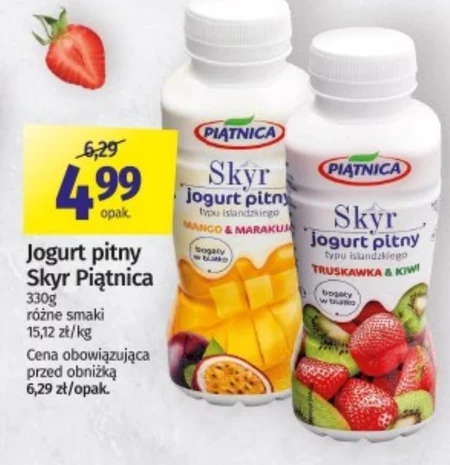 Piątnica Skyr jogurt pitny typu islandzkiego mango & marakuja 330 ml