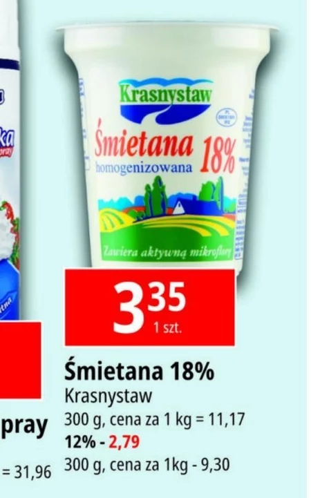 Krasnystaw Śmietana 18 % homogenizowana 300 g