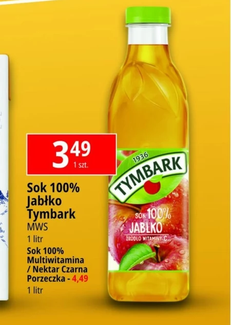 Tymbark Sok 100 % jabłko 1 l