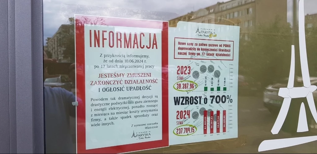 Przyczyną zamknięcia piekarni były problemy finansowe przedsiębiorstwa. Źródło: Facebook @Marcin Strzelczyk