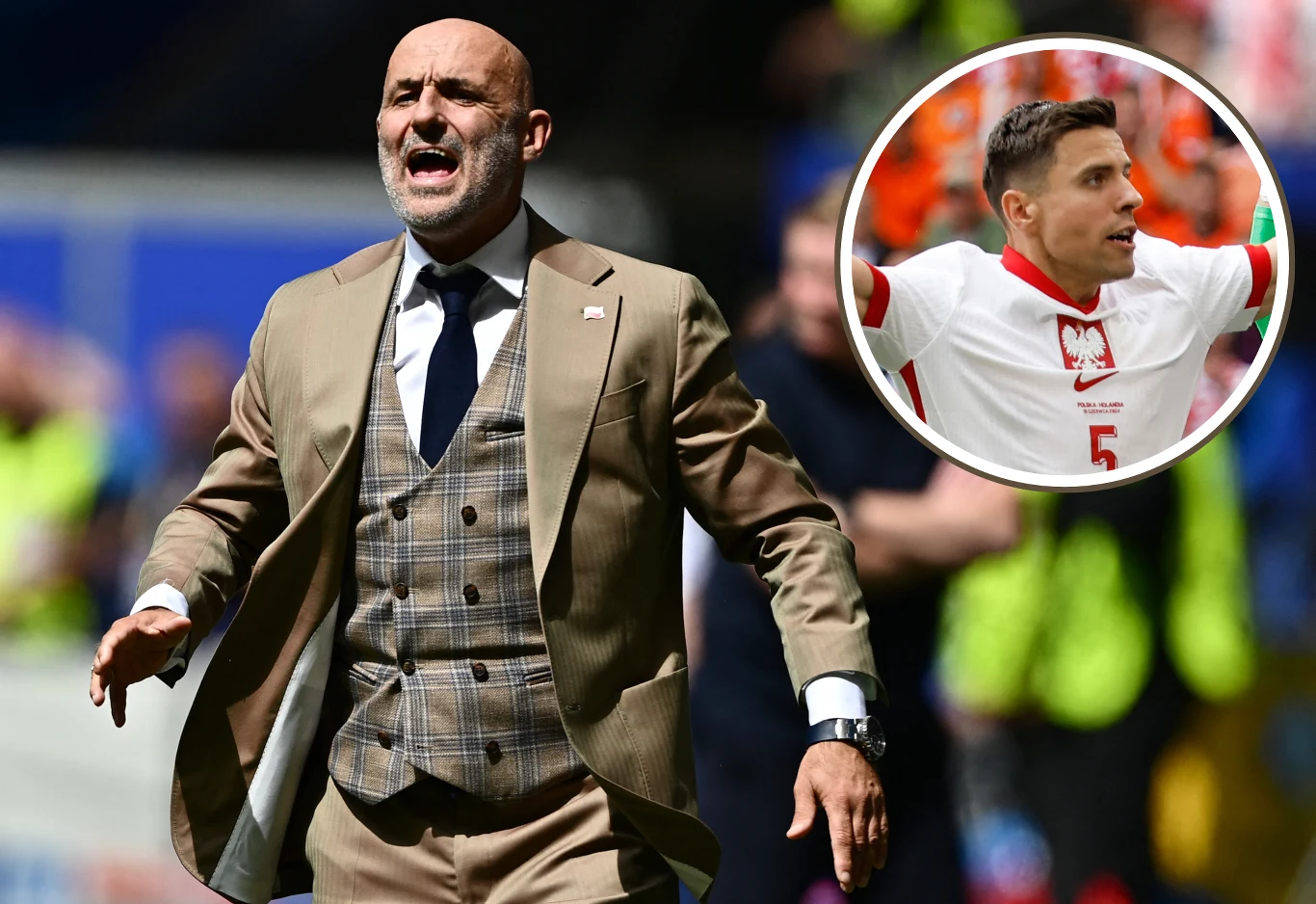 Euro 2024. Reprezentacja Polski. Na zdjęciu trener Michał Probierz oraz Jan Bednarek Euro 2024. Reprezentacja Polski. Na zdjęciu trener Michał Probierz oraz Jan Bednarek