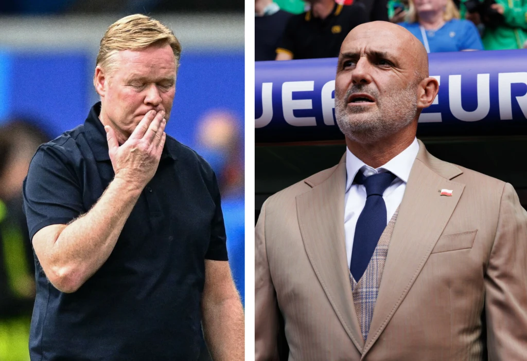 Euro 2024: Polska - Holandia. Trener Holandii Ronald Koeman oraz selekcjoner reprezentacji Polski Michał Probierz Euro 2024: Polska - Holandia. Trener Holandii Ronald Koeman oraz selekcjoner reprezentacji Polski Michał Probierz