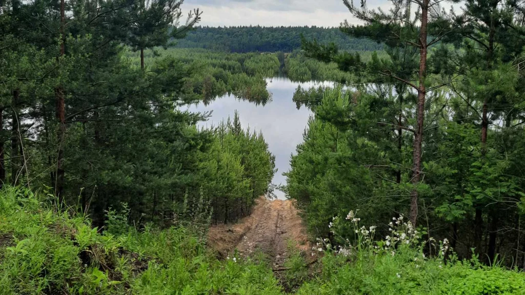Zalany teren w Hutkach k. Olkusza. Woda rozlała się na 20 hektarów