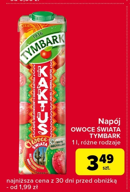 Tymbark Owoce Świata Napój wieloowocowy kaktus 1 l