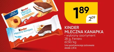 Kinder Mleczna Kanapka Biszkopt z mlecznym nadzieniem 28 g