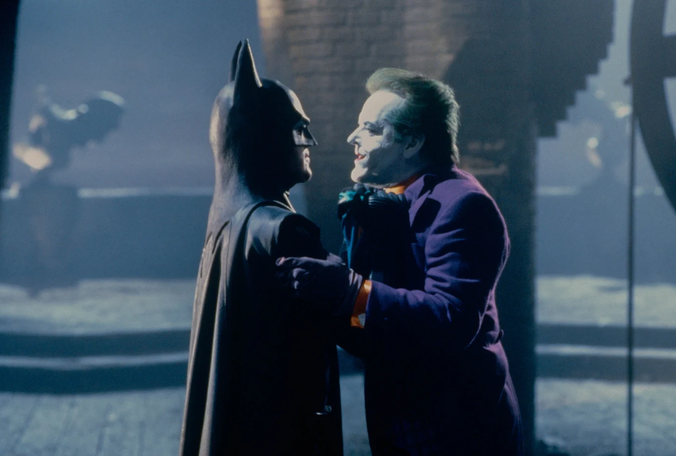 Michael Keaton i Jack Nicholson w filmie "Batman"