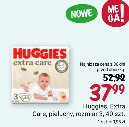 Huggies Extra Care Pieluchy 3 6-10 kg 40 sztuk