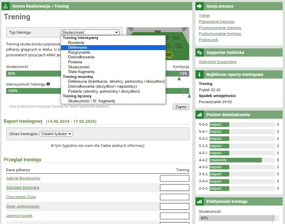 aspekty treningowe w Hattricku aspekty treningowe w Hattricku
