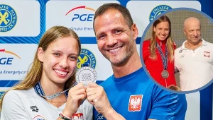 Aleksandra Błażowska ze srebrnym medalem ME. Obok niej trener Andrzej Kozdrański, a w ramce trener Boris Rozenberg